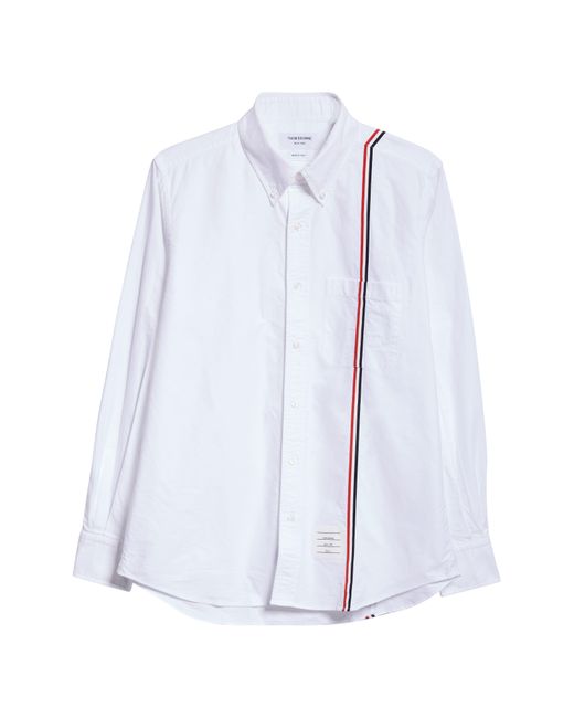 Thom Browne White Straight Fit Cotton Poplin Button-down Shirt for men