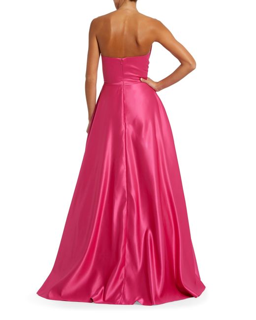 Mac Duggal Pink Bow Detail Strapless A-line Gown
