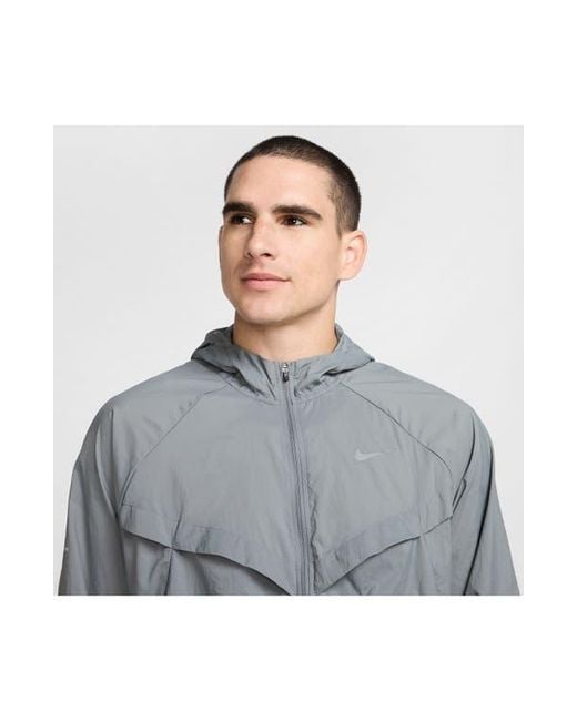 Nike Gray Stride Dri-Fit Uv Hooded Running Jacket for men