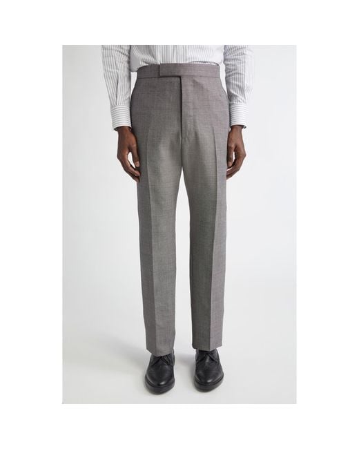 Thom Browne Gray Fit 1 Super 120S Wool Backstrap Pants for men