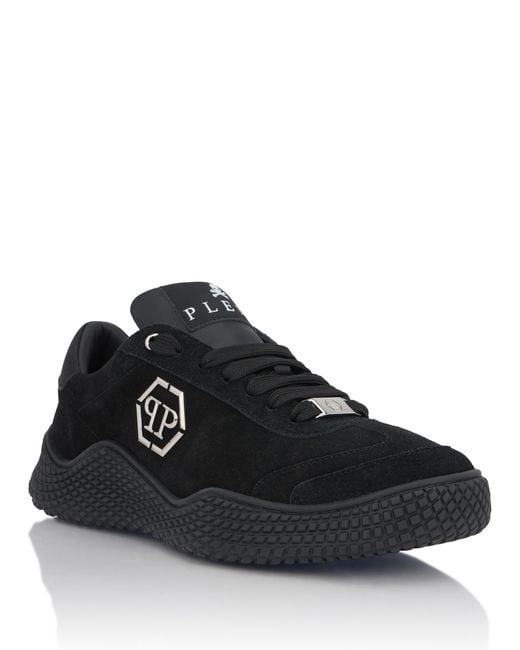 Philipp Plein Black Suede Runner Hexagon