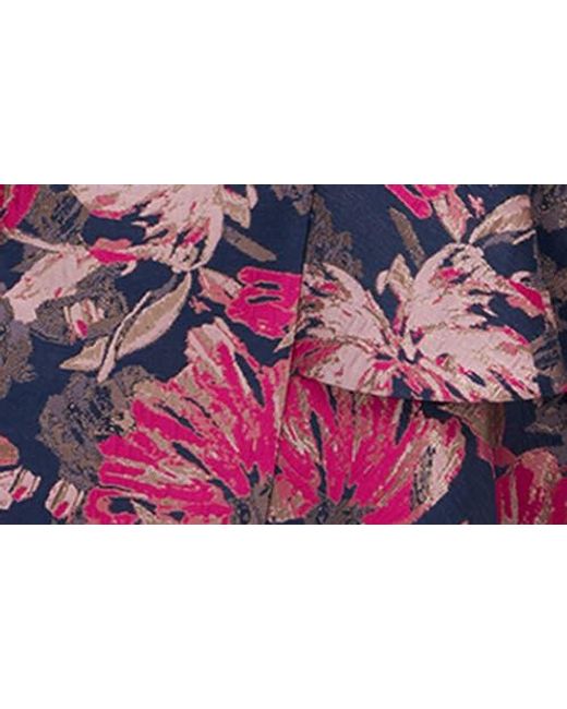 Kay Unger Multicolor Paige Metallic Floral Jacquard Cocktail Dress