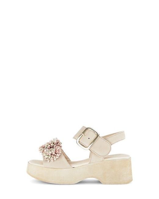 Gabor Natural Raffia Appliqué Platform Sandal