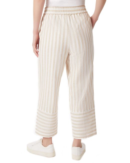 Jones New York Natural Stripe Linen Blend Wide Leg Crop Pants