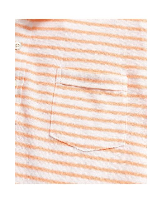 Billy Reid Pink Reverse Stripe Hemp & Cotton Polo for men