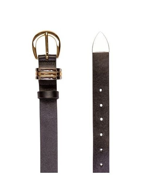 Black Suede Studio Black Ring Belt