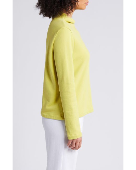 Eileen Fisher Yellow Funnel Neck Organic Cotton Top