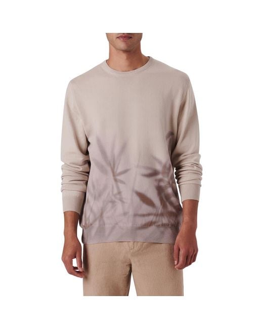 Bugatchi Multicolor Leaf Print Cotton Sweater for men