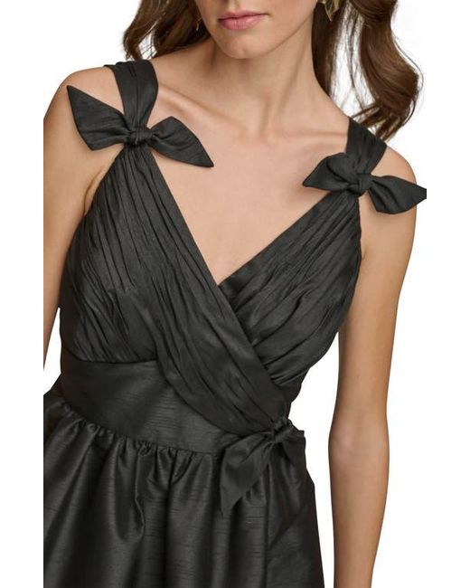 Donna Karan Black Bow Fit & Flare Midi Cocktail Dress