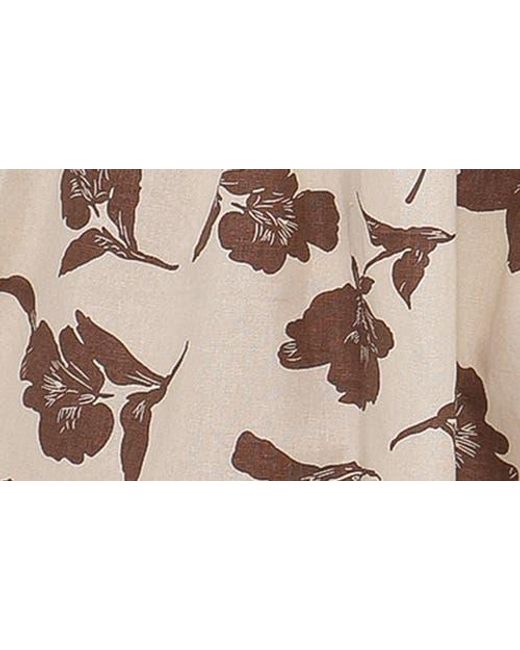 Petal & Pup Natural Cambria Floral Print Long Sleeve Cotton & Linen Minidress