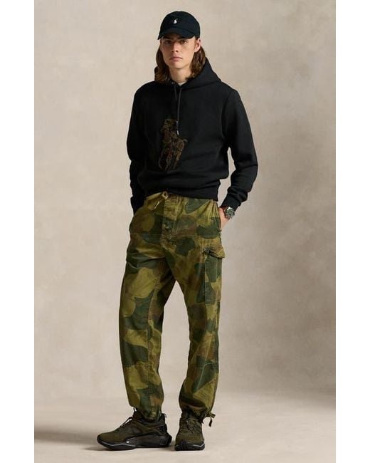 Polo Ralph Lauren Black Camo Big Pony Appliqué Double-Knit Hoodie for men