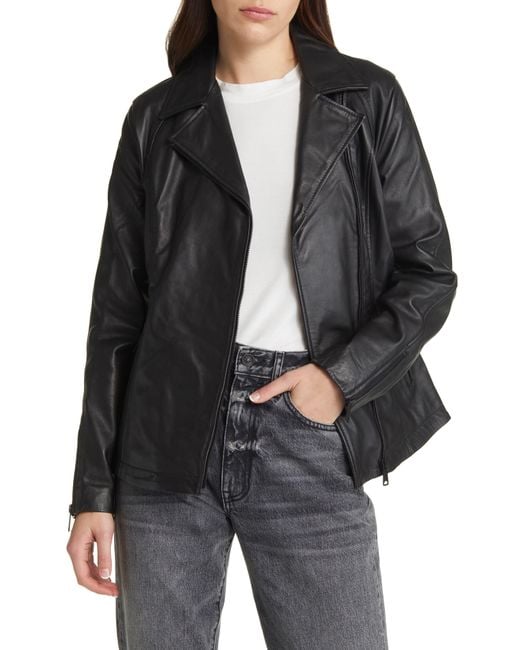 Schott Nyc Black Long Leather Moto Jacket