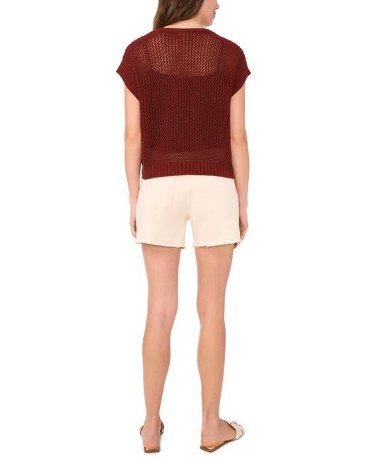 Halogen® Red Open Stitch Cotton Crop Sweater Vest