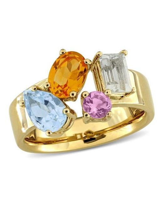 Julianna B Metallic Gemstone Multi-Shape Open Ring Sterling