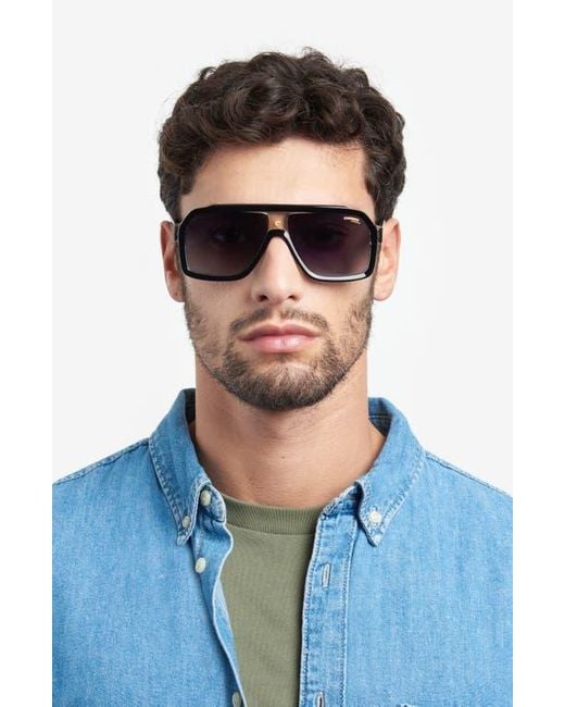 Carrera Black 60Mm Gradient Polarized Rectangular Sunglasses for men