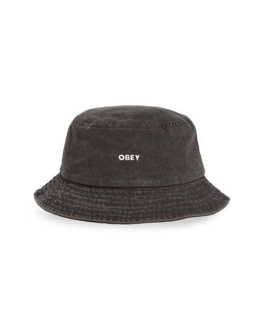 Obey Black Cotton Twill Bucket Hat for men