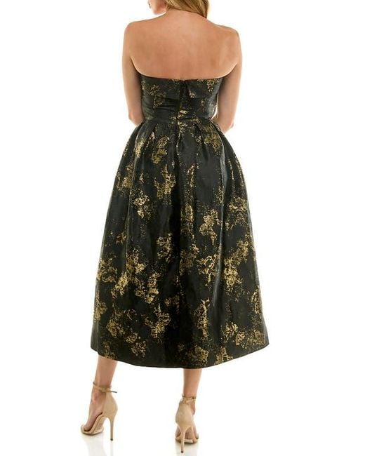 Socialite Women's Black Metallic Strapless Gown