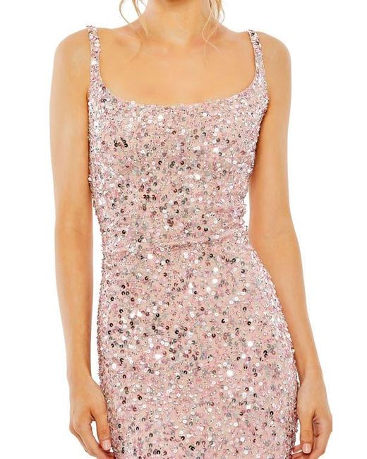Mac Duggal Pink Sequined Low Back Slip Gown