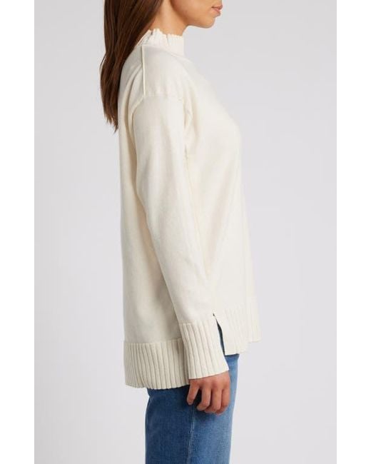 Caslon Mock Neck Tunic Sweater in White Lyst