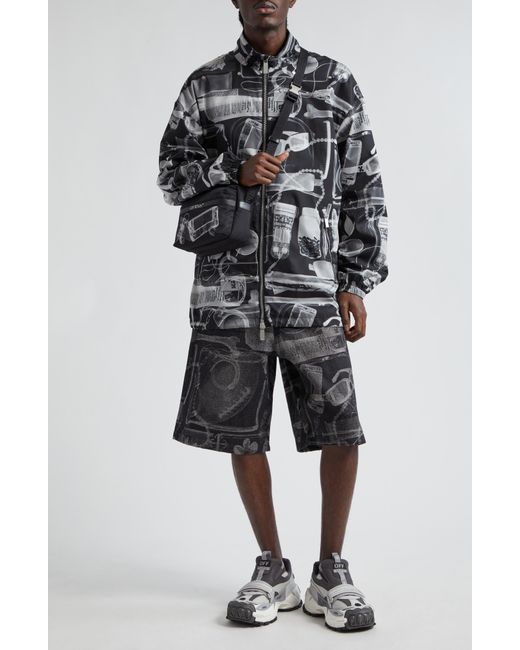 Off-White c/o Virgil Abloh Black X-ray Print Econyl Nylon Hooded Windbreaker Jacket for men