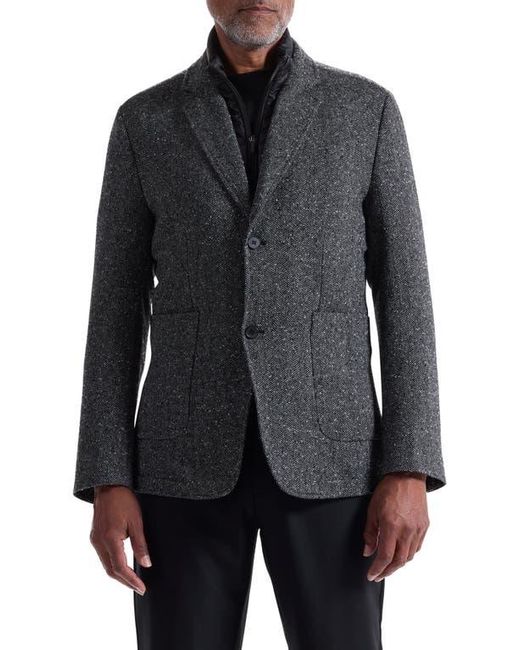 Bugatchi Gray Herringbone Jacket With Removable Bib for men