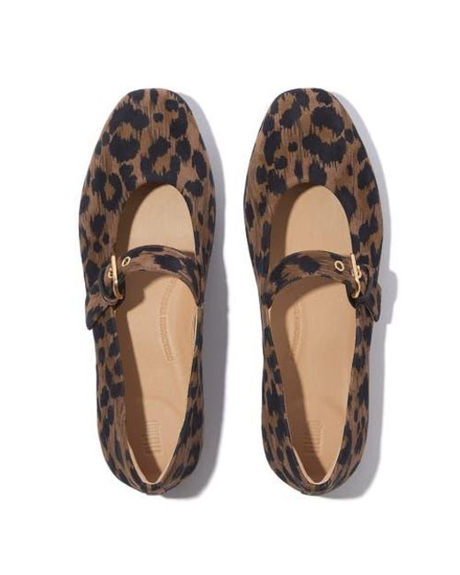 Fitflop Brown Delicato Leopard Suede Mary Janes