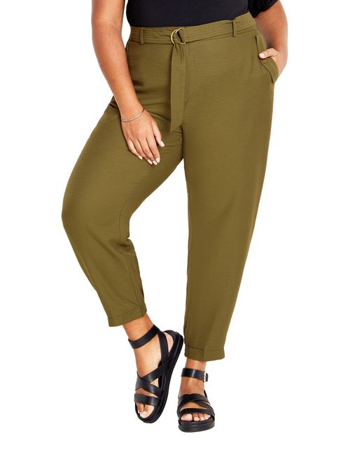 City Chic Green Dakota High Waist Taper Pants