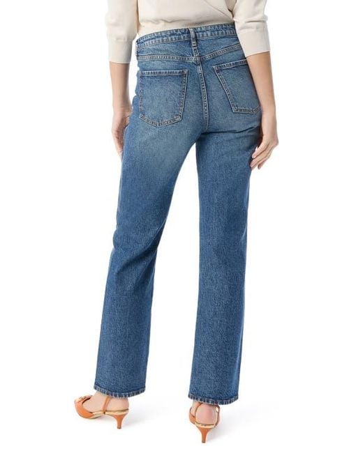 DO by Dee Ocleppo Blue Athena Slouchy Pieced Two-Tone Straight Leg Jeans
