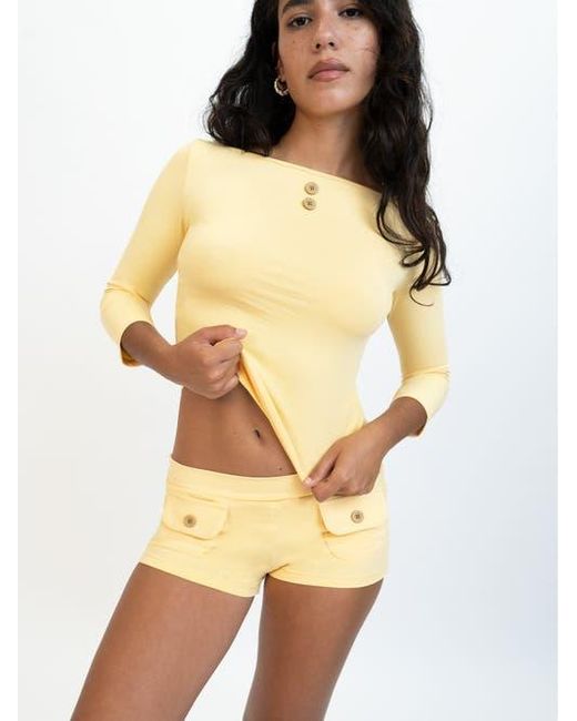 Oddli Blue Button Mini Shorts
