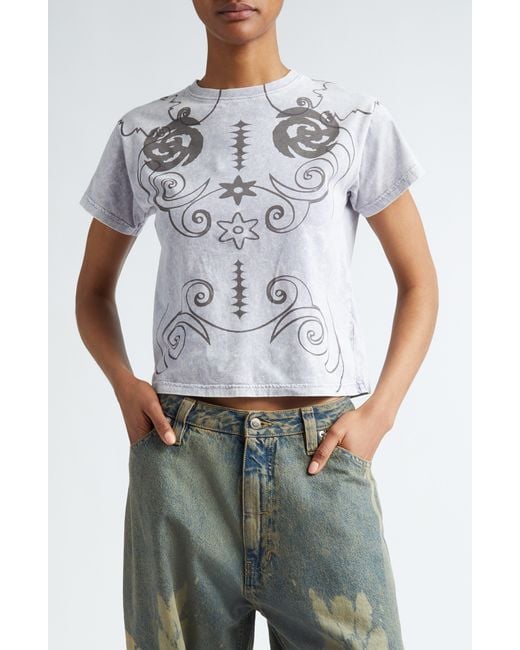 PAOLINA RUSSO White Relic Print Cotton Baby Tee