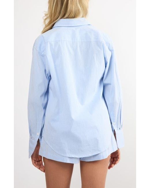 Viens Avec Moi Blue Everyday Oversize Stripe Button-Up Shirt