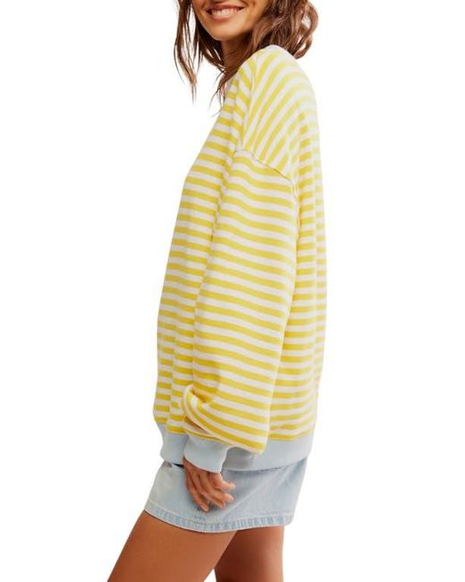 Free People Yellow Oversize Stripe Sweatshirt