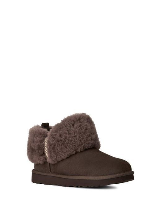 Ugg Brown Ultra Mini Braid Genuine Shearling Bootie