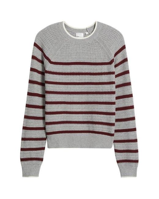525 Gray Brooks Stripe Cotton Pullover Sweater