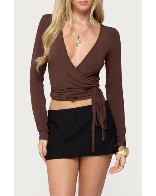Edikted Black Malenna Wrap Crop Top