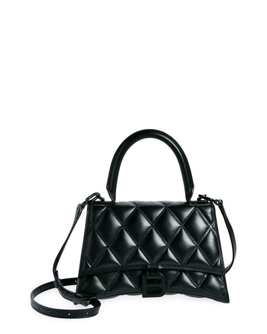 Balenciaga Black Hourglass Quilted Leather Top Handle Bag