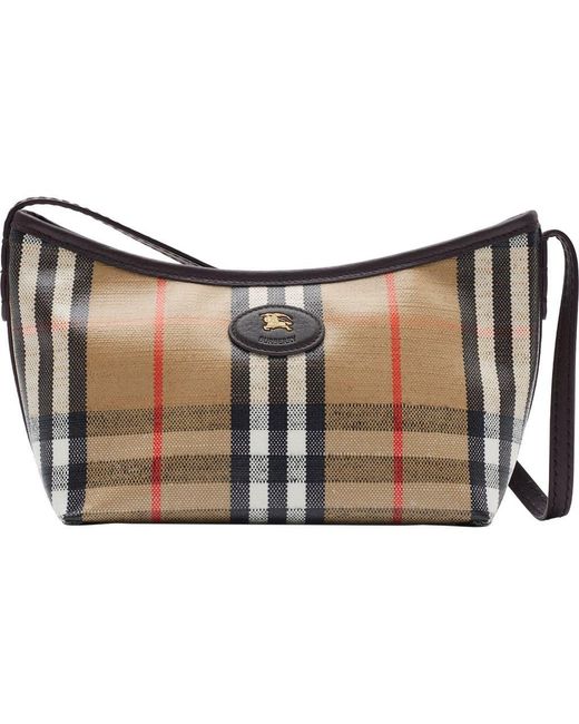 Burberry Natural Highlands Coated Canvas Baguette Shoulder Bag
