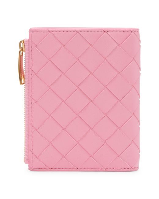 Bottega Veneta Pink Small Intreccio Bifold Leather Wallet