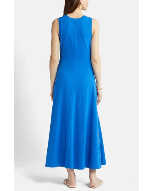 Nordstrom Blue Sleeveless Cotton Blend Dress