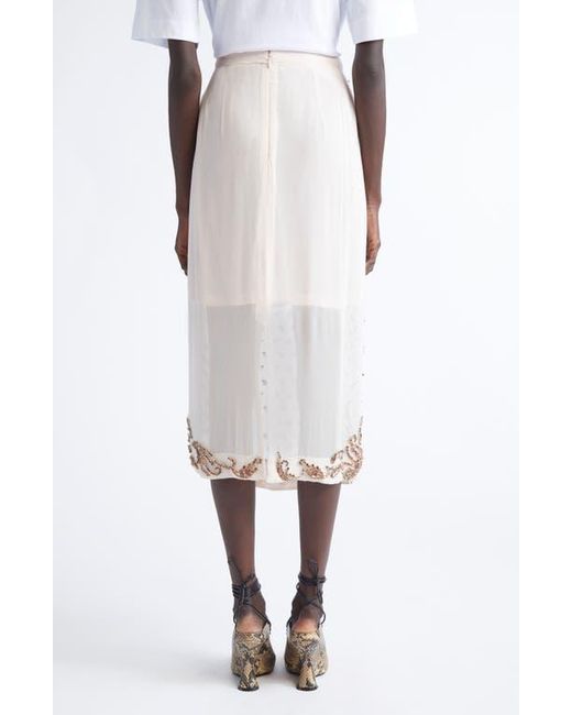 Dries Van Noten Natural Sokna Embellished Midi Skirt