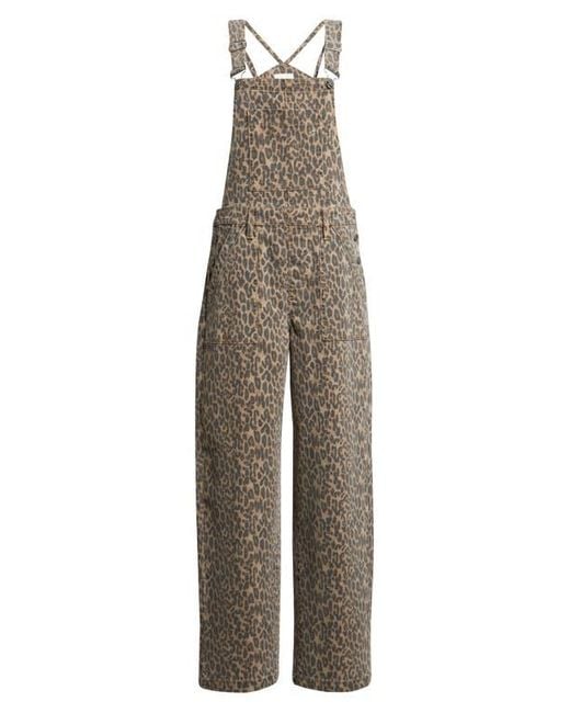 Hidden Jeans Green Cheetah Print Baggy Overalls