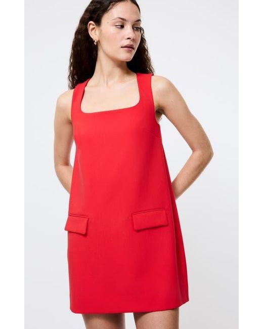 French Connection Red Square Neck Shift Minidress