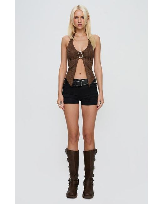 Princess Polly Black Moderna Split Front Lace Halter Top