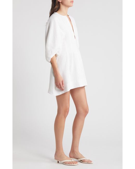 Faithfull The Brand White Soleil Linen Minidress