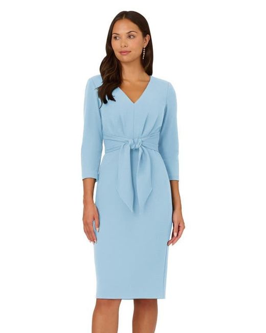 Adrianna Papell Women's Blue Tie Waist Crepe Sheath Dress -  radharamanexports.com