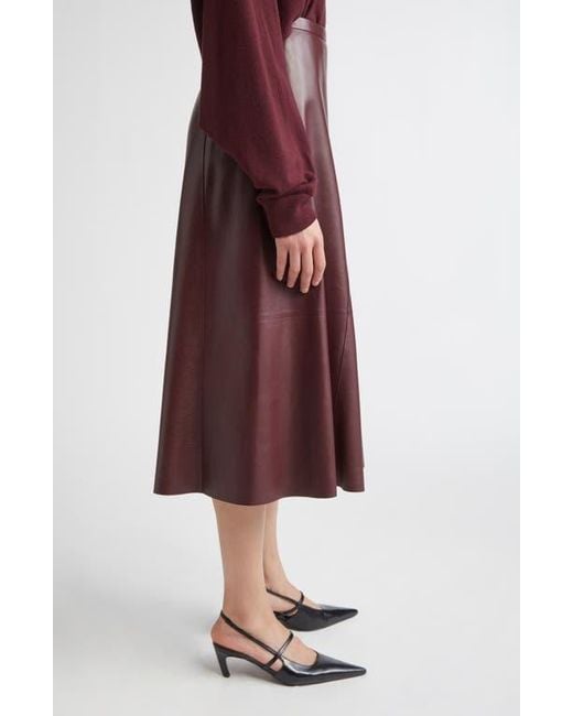 FFORME Red Selina Leather A-Line Skirt