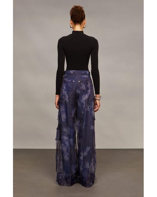 AMUR Blue Bridgette Organza Cargo Pants