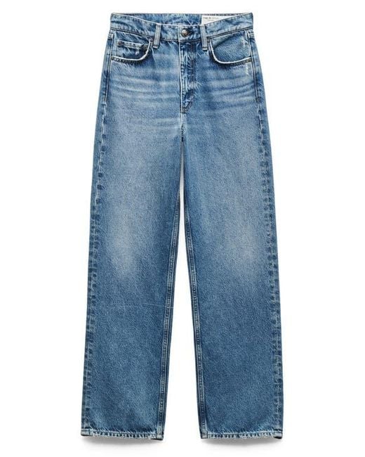 Rag & Bone Blue Shea High Waist Relaxed Straight Leg Jeans