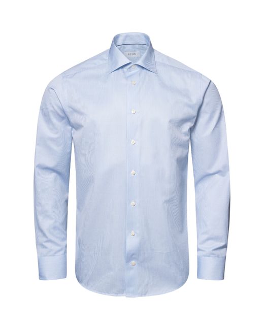 Eton of Sweden Blue Contemporary Fit Stripe Cotton Dress Shirt for men