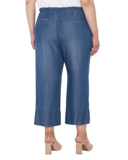Liverpool Los Angeles Blue Drawstring Chambray Ankle Wide Leg Pants